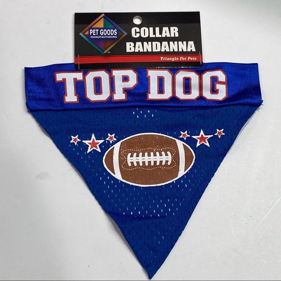 Dog Collar Bandana “TOP DOG” in blue - slips over dog collar New - Picture 1 of 4